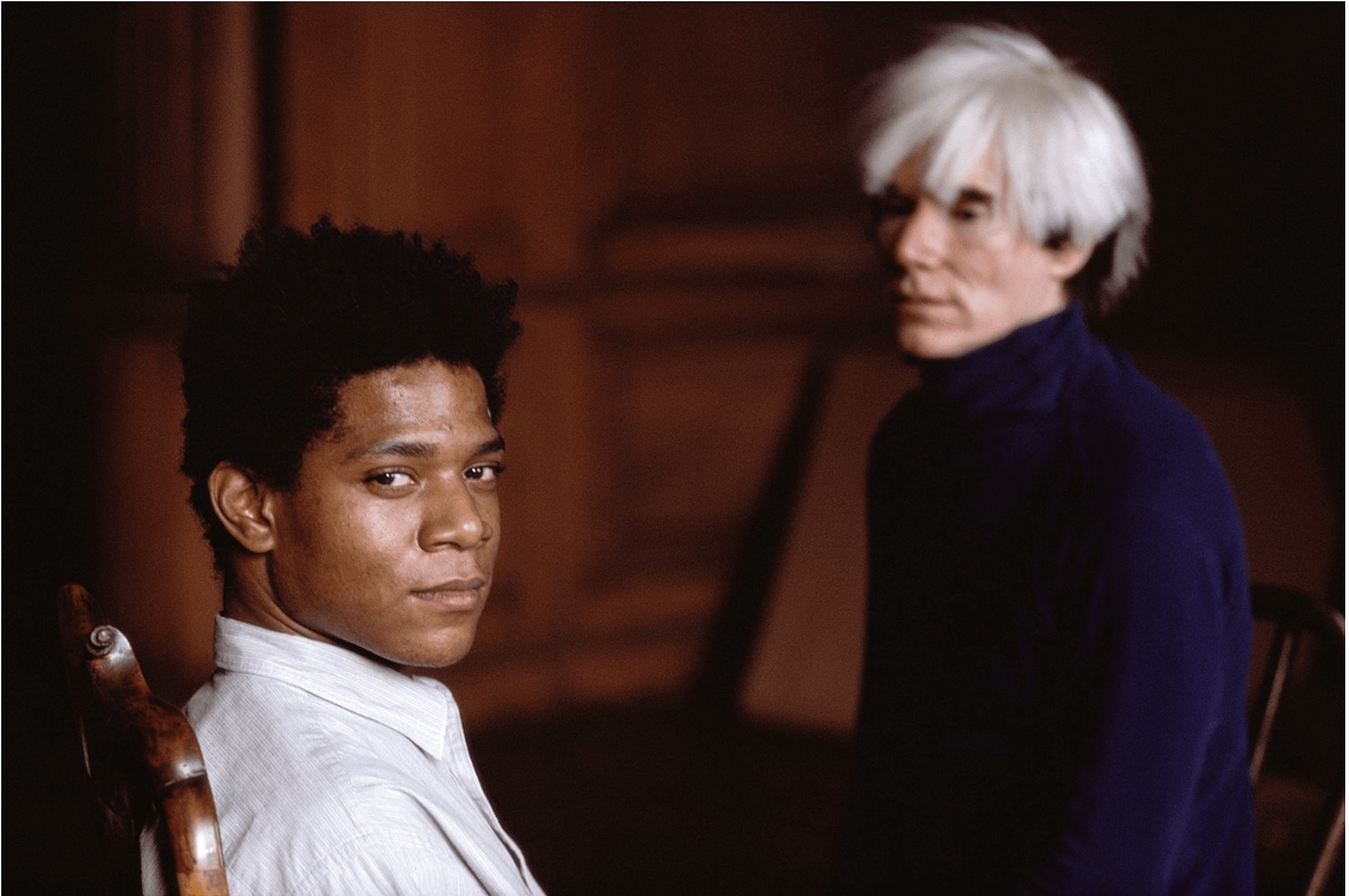 Jean-Michel Basquiat and Andy Warhol photographed by Richard Schulman © 1984